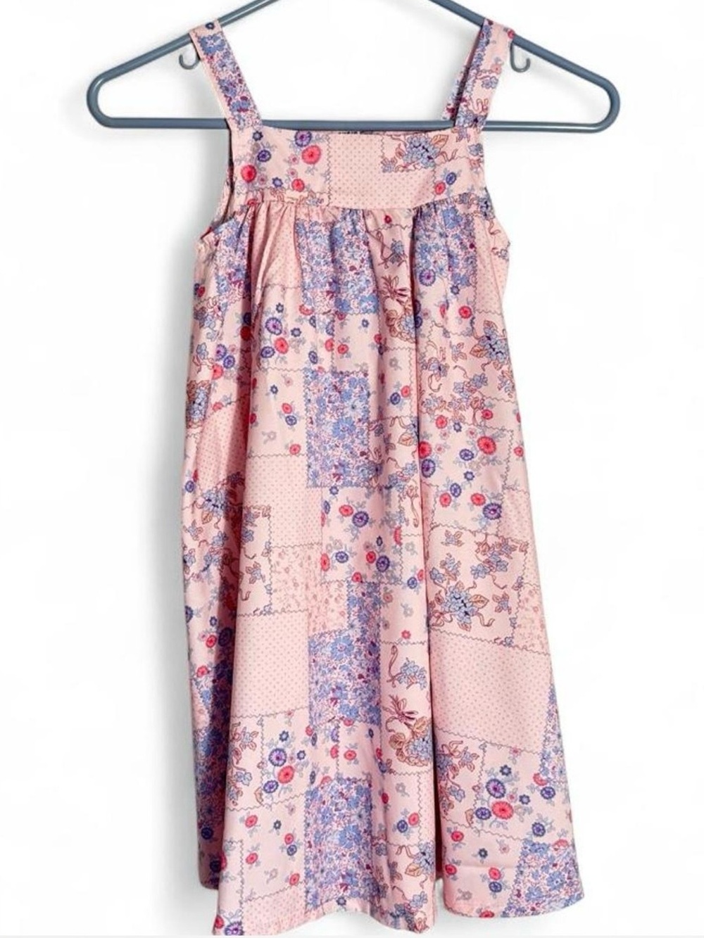 SHEIN Pink Patchwork Floral Tank Dress